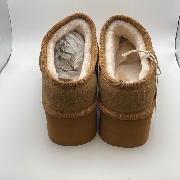 ❄️ CUSHIONAIRE Women's Genuine Suede Cozy Mule Platform SIZE 9.5 CHESTNUT ❄️ - Picture 4 of 8